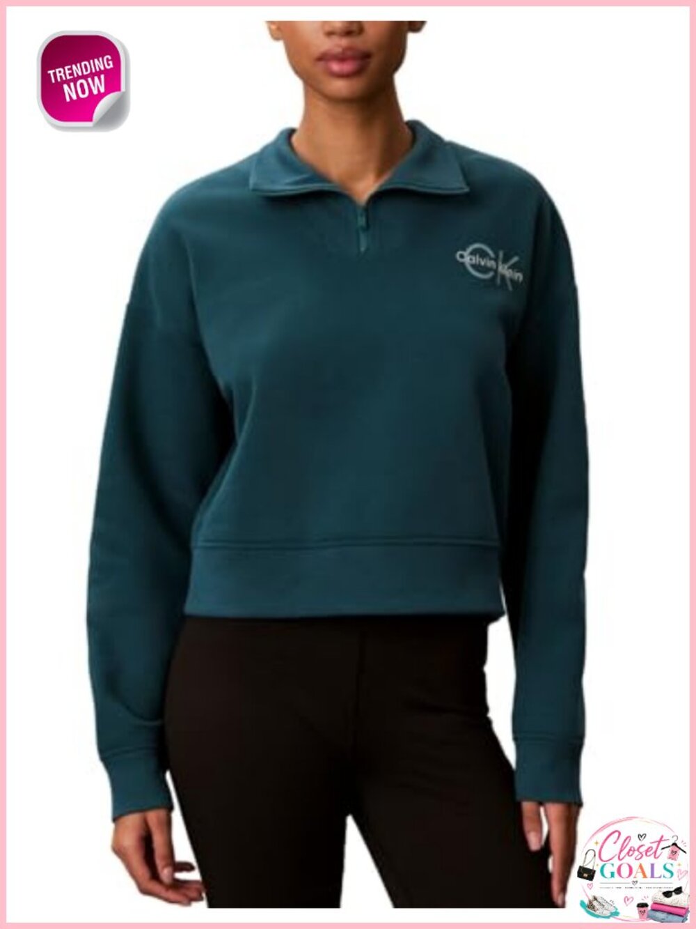 Calvin Klein French Terry Quarter Zip Sweatshirt Women's Activewear